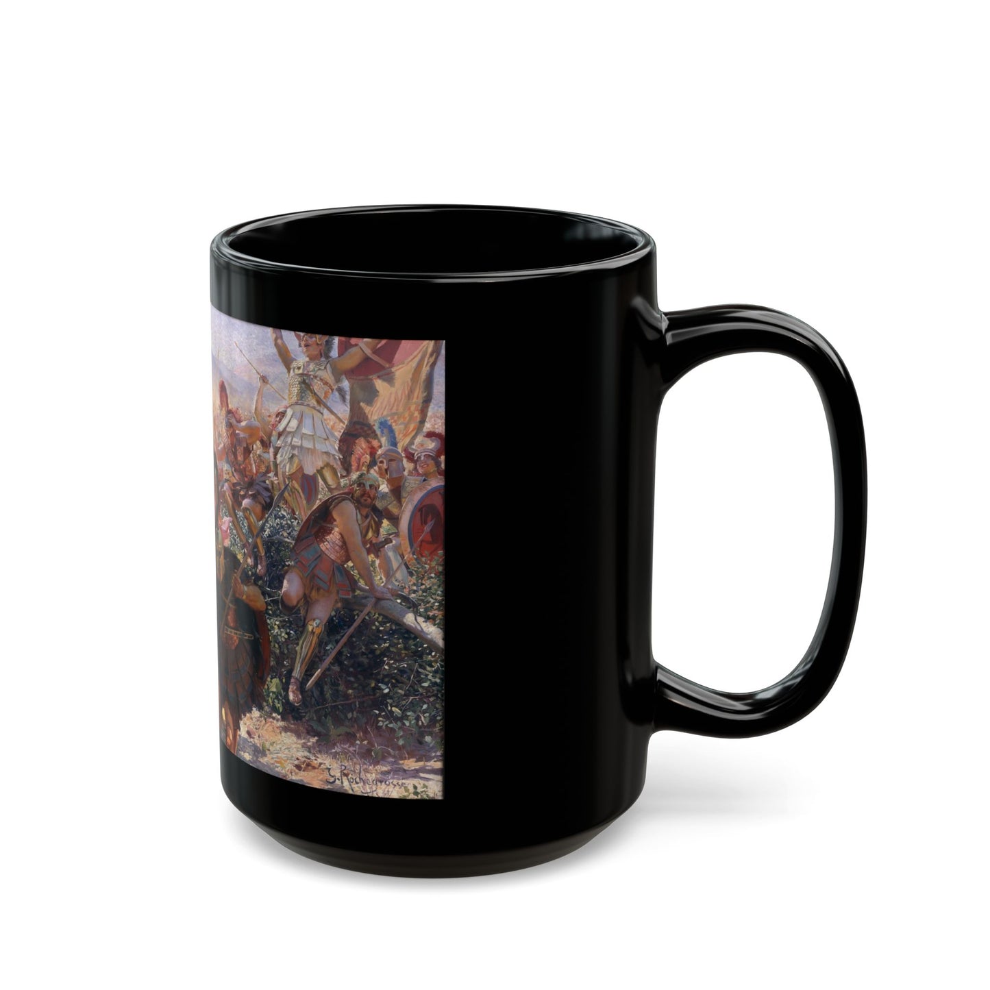 Georges Antoine Rochegrosse (1859-1938) Ancient Warriors - Black Coffee Mug-Go Mug Yourself