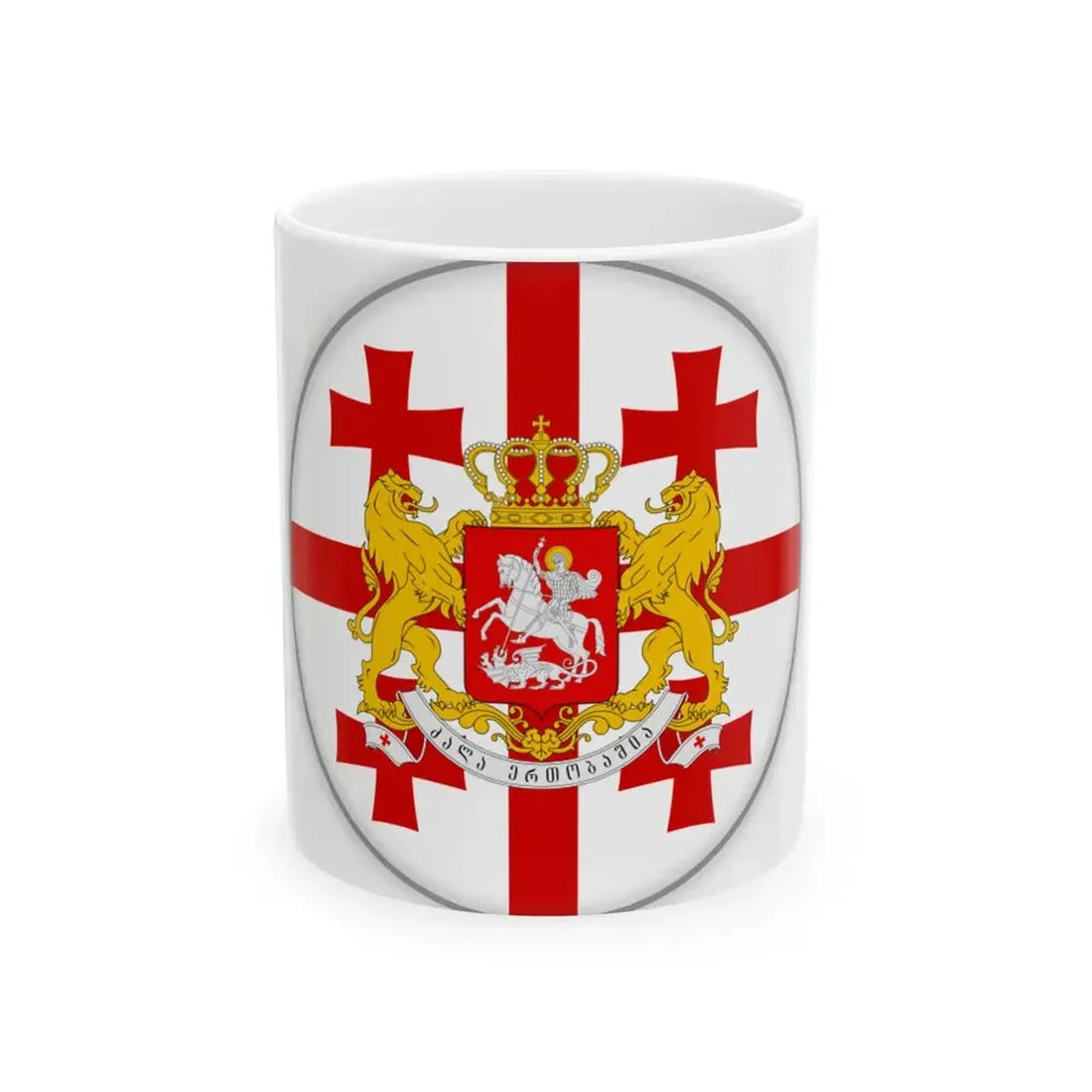 Georgian flag circle with COA (Georgia) White Coffee Mug 11oz - Go Mug Yourself