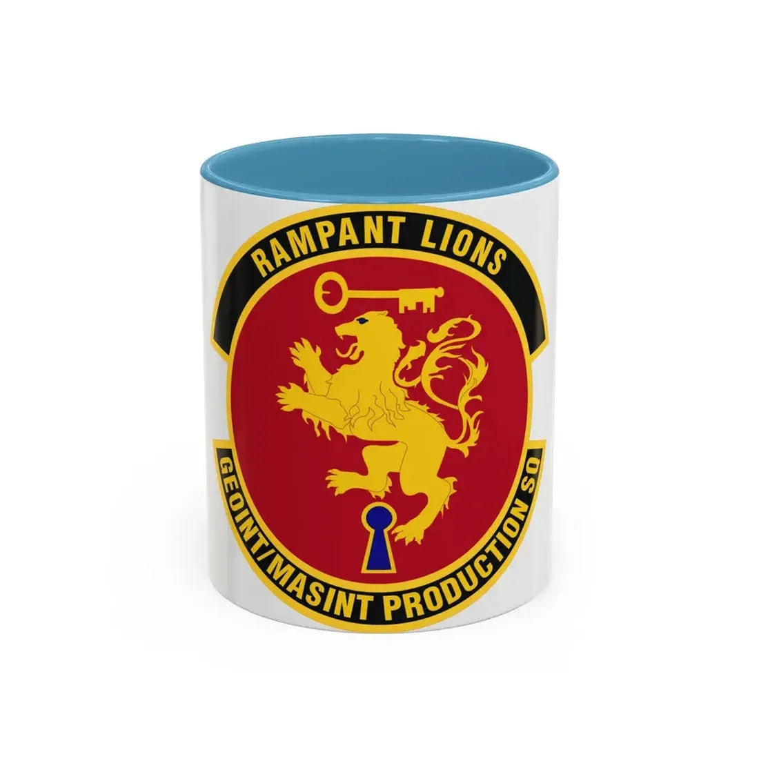 Geospatial Intelligence Measurement & Signatures Intelligence Production Squadron (U.S. Air Force) Accent Coffee Mug 11oz Light Blue - Go Mug Yourself