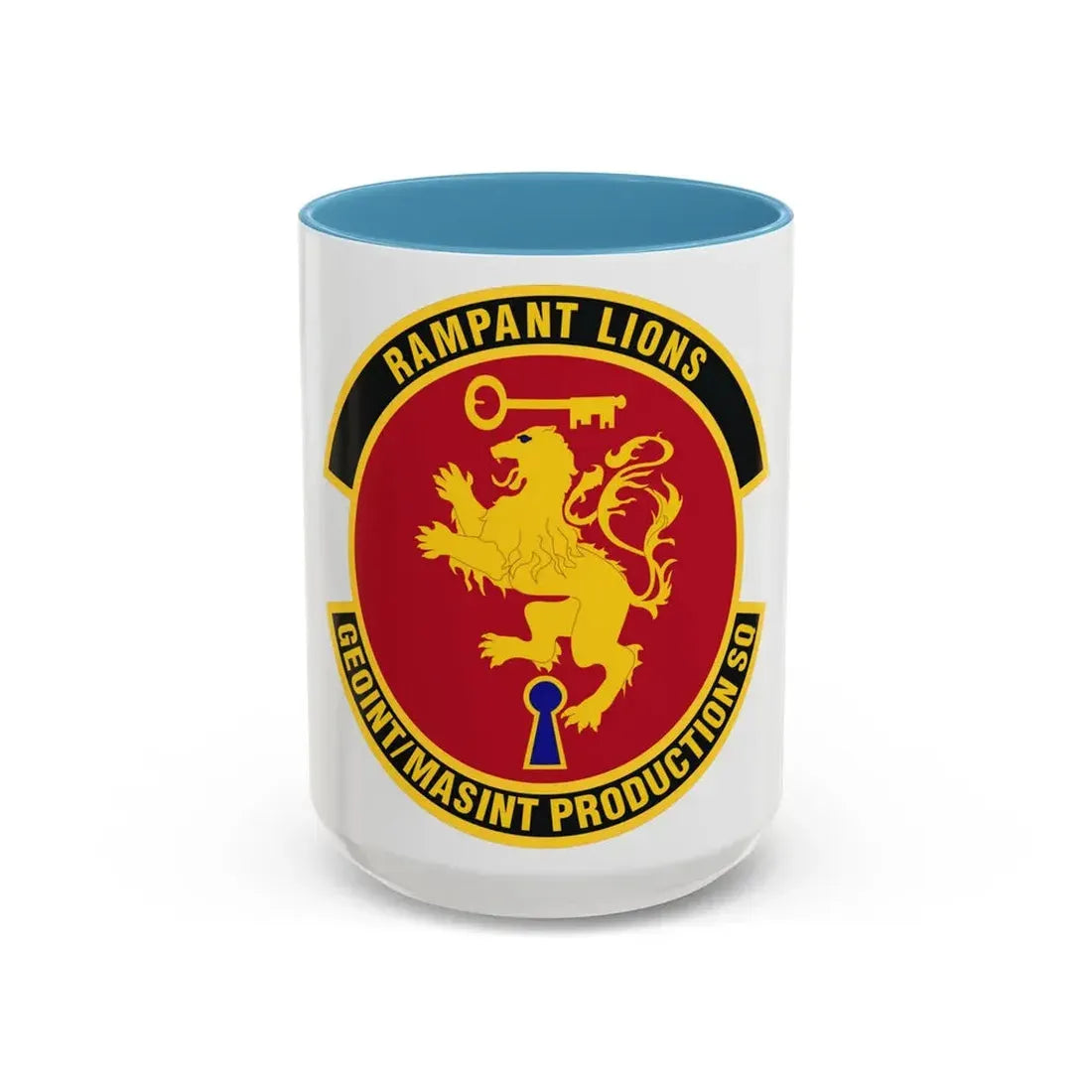 Geospatial Intelligence Measurement & Signatures Intelligence Production Squadron (U.S. Air Force) Accent Coffee Mug 15oz Light Blue - Go Mug Yourself