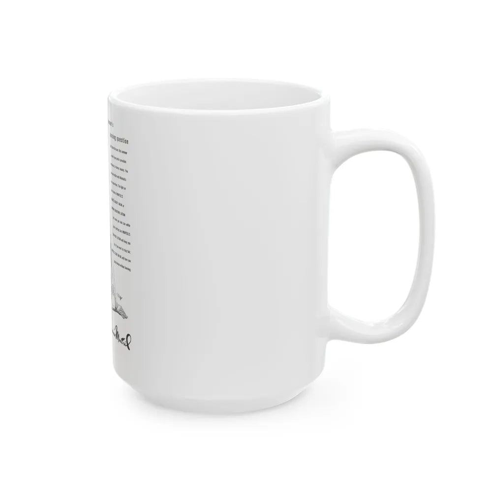 Germaine Monteil advt, Summer's burning question, 1947 - White Coffee Mug - Go Mug Yourself