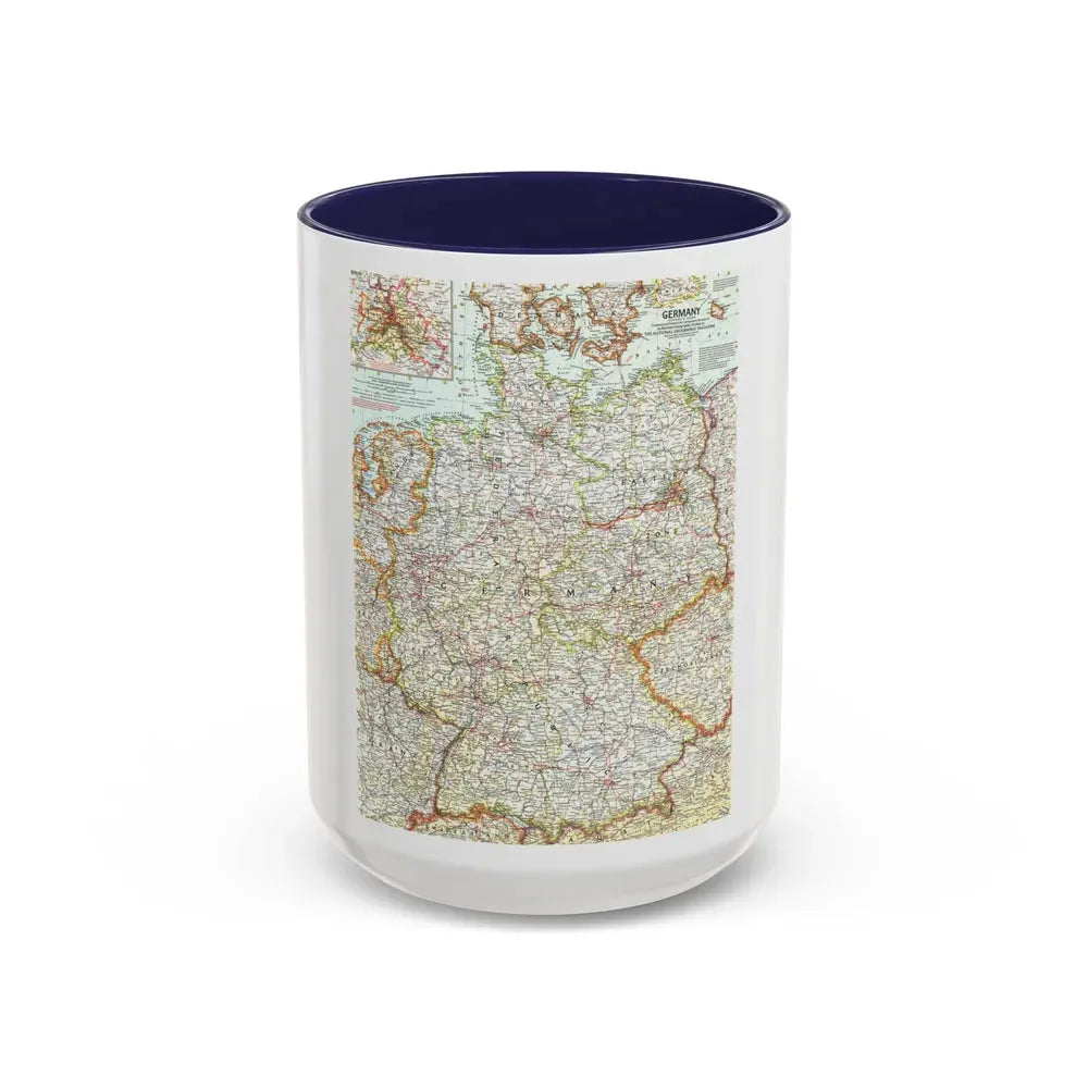 Germany (1959) (Map) Accent Coffee Mug 15oz Navy - Go Mug Yourself