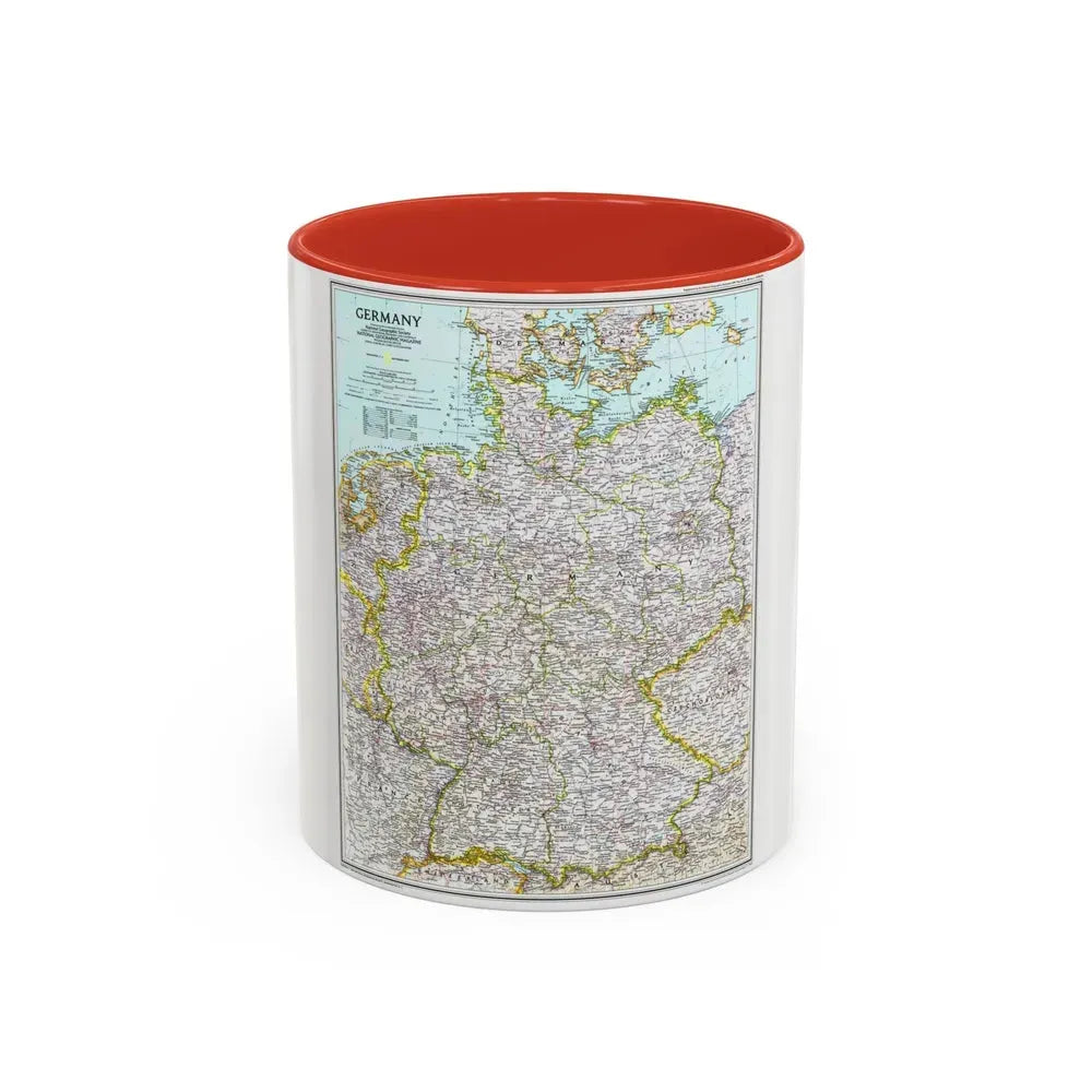 Germany (1991) (Map) Accent Coffee Mug 11oz Red - Go Mug Yourself