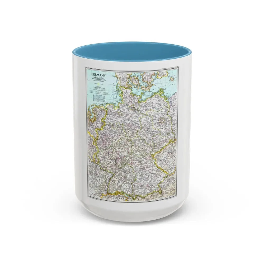 Germany (1991) (Map) Accent Coffee Mug 15oz Light Blue - Go Mug Yourself