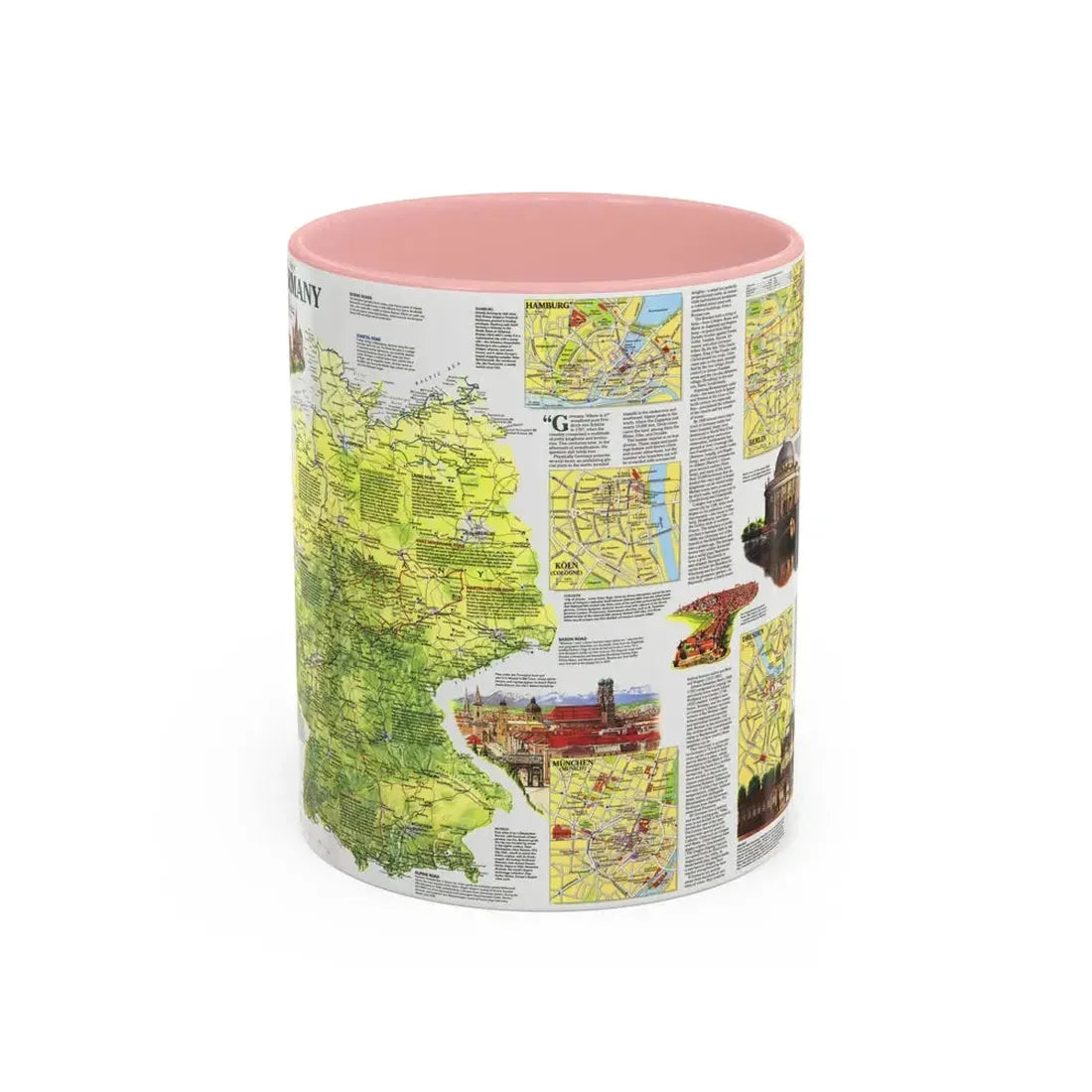 Germany - A Traveller's Map (1991) (Map) Accent Coffee Mug 11oz Pink - Go Mug Yourself