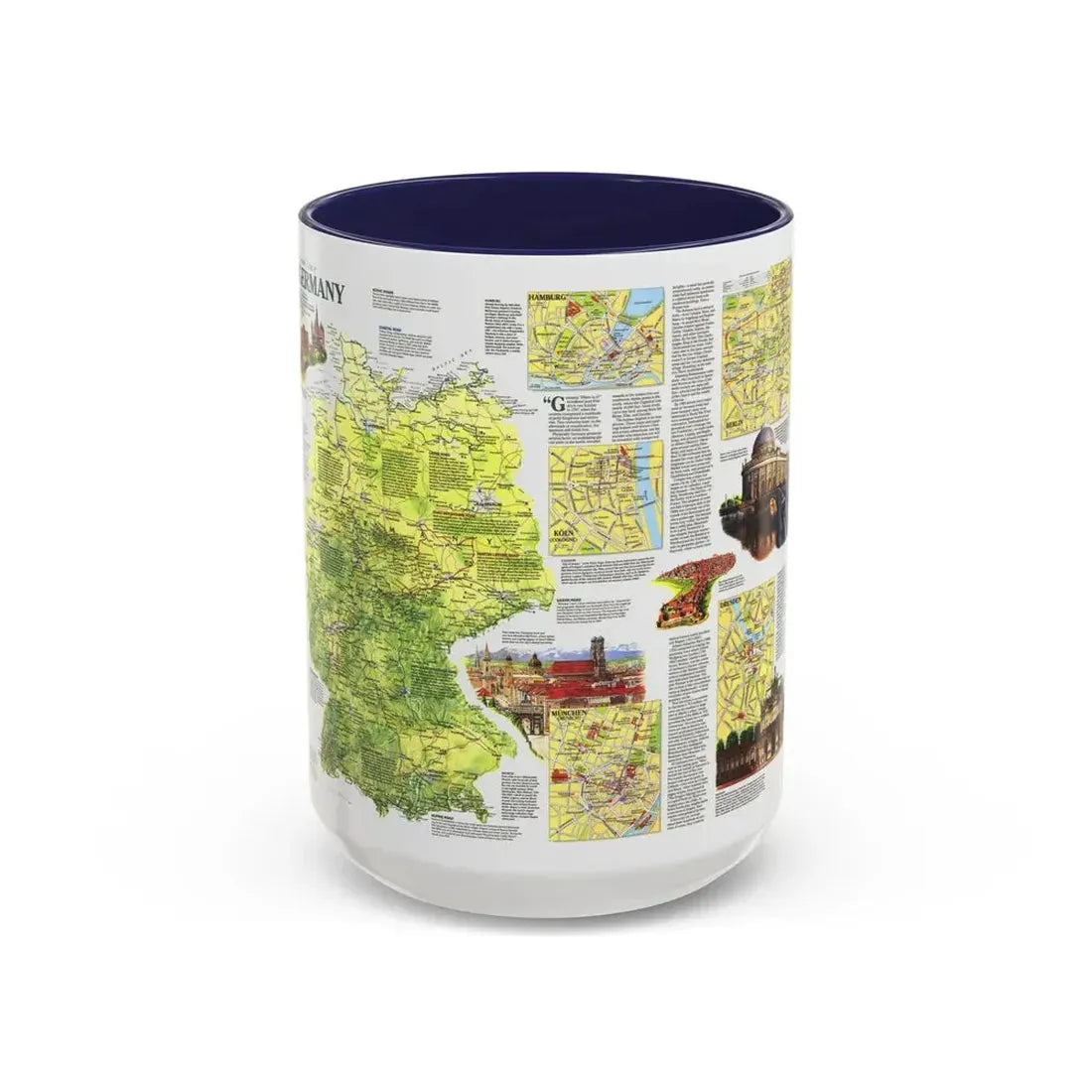 Germany - A Traveller's Map (1991) (Map) Accent Coffee Mug 15oz Navy - Go Mug Yourself