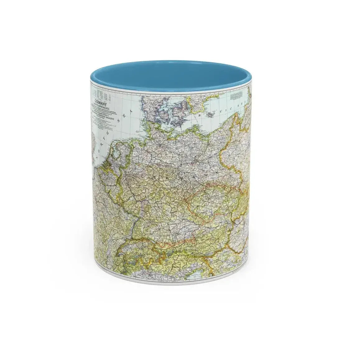 Germany and its Approaches (1944) (Map) Accent Coffee Mug 11oz Light Blue - Go Mug Yourself
