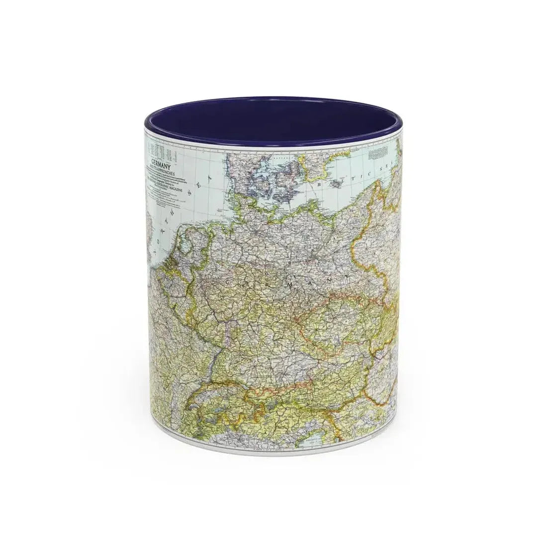 Germany and its Approaches (1944) (Map) Accent Coffee Mug 11oz Navy - Go Mug Yourself