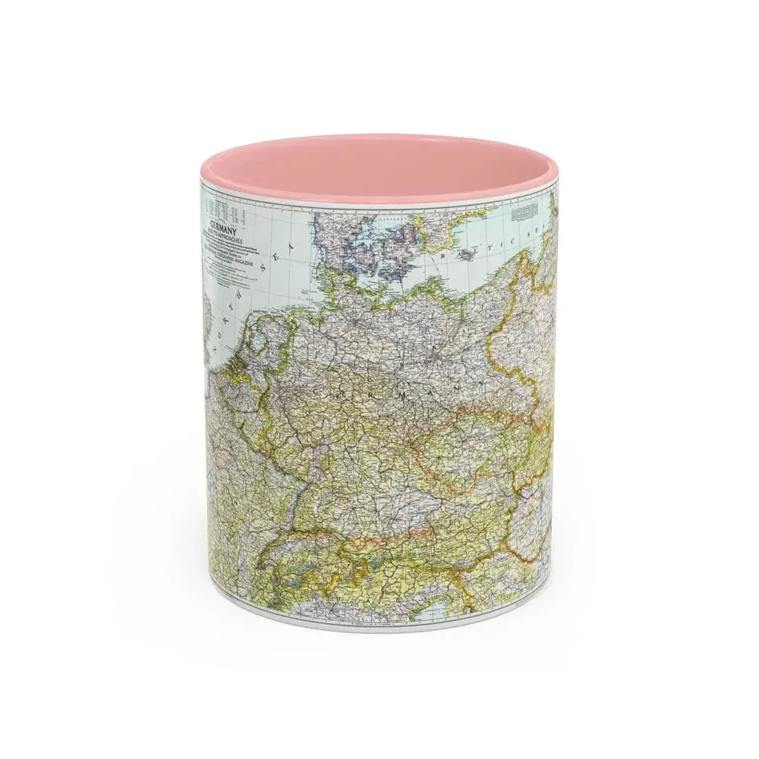 Germany and its Approaches (1944) (Map) Accent Coffee Mug 11oz Pink - Go Mug Yourself