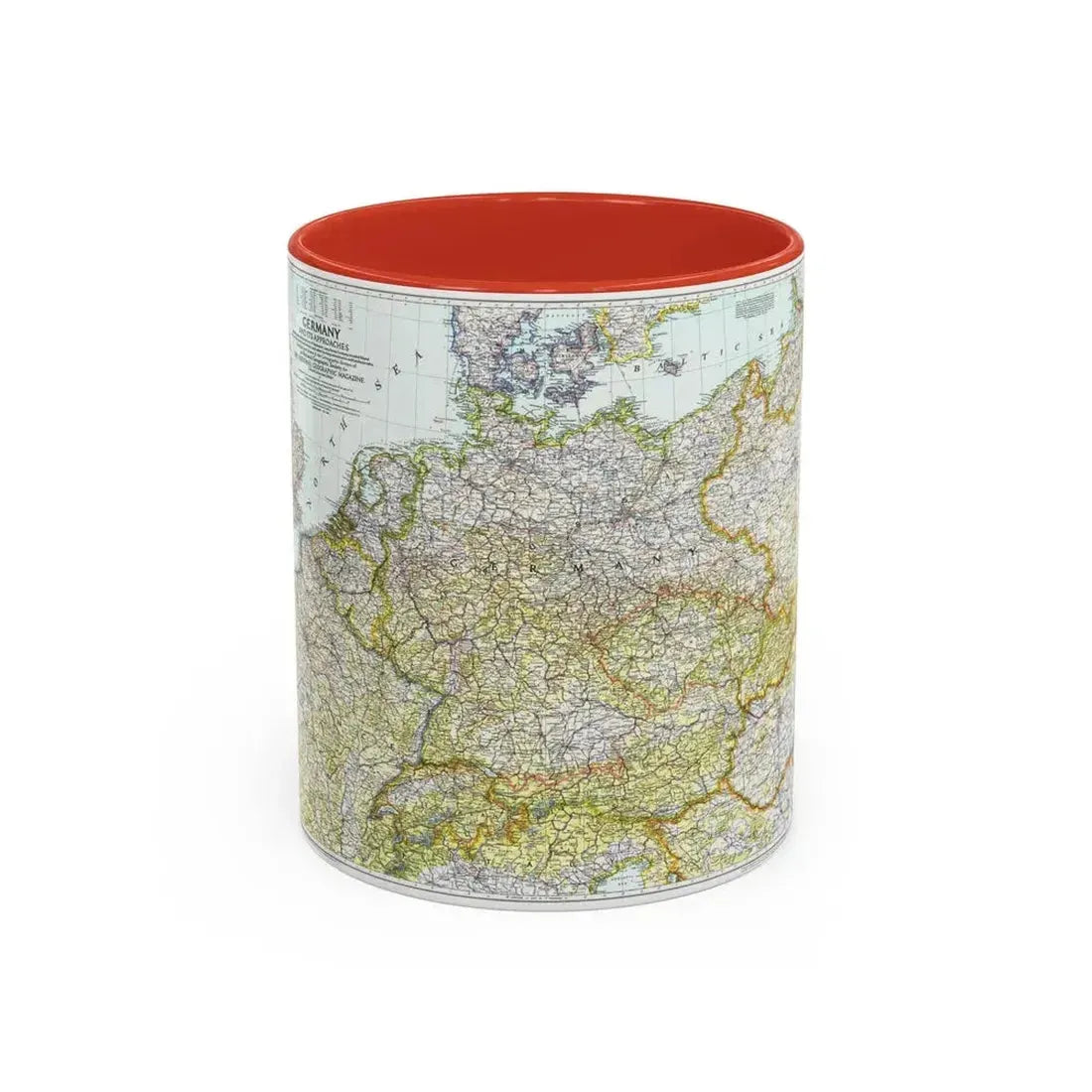 Germany and its Approaches (1944) (Map) Accent Coffee Mug 11oz Red - Go Mug Yourself