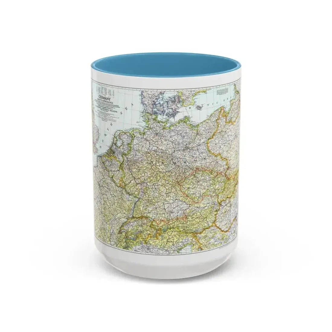 Germany and its Approaches (1944) (Map) Accent Coffee Mug 15oz Light Blue - Go Mug Yourself