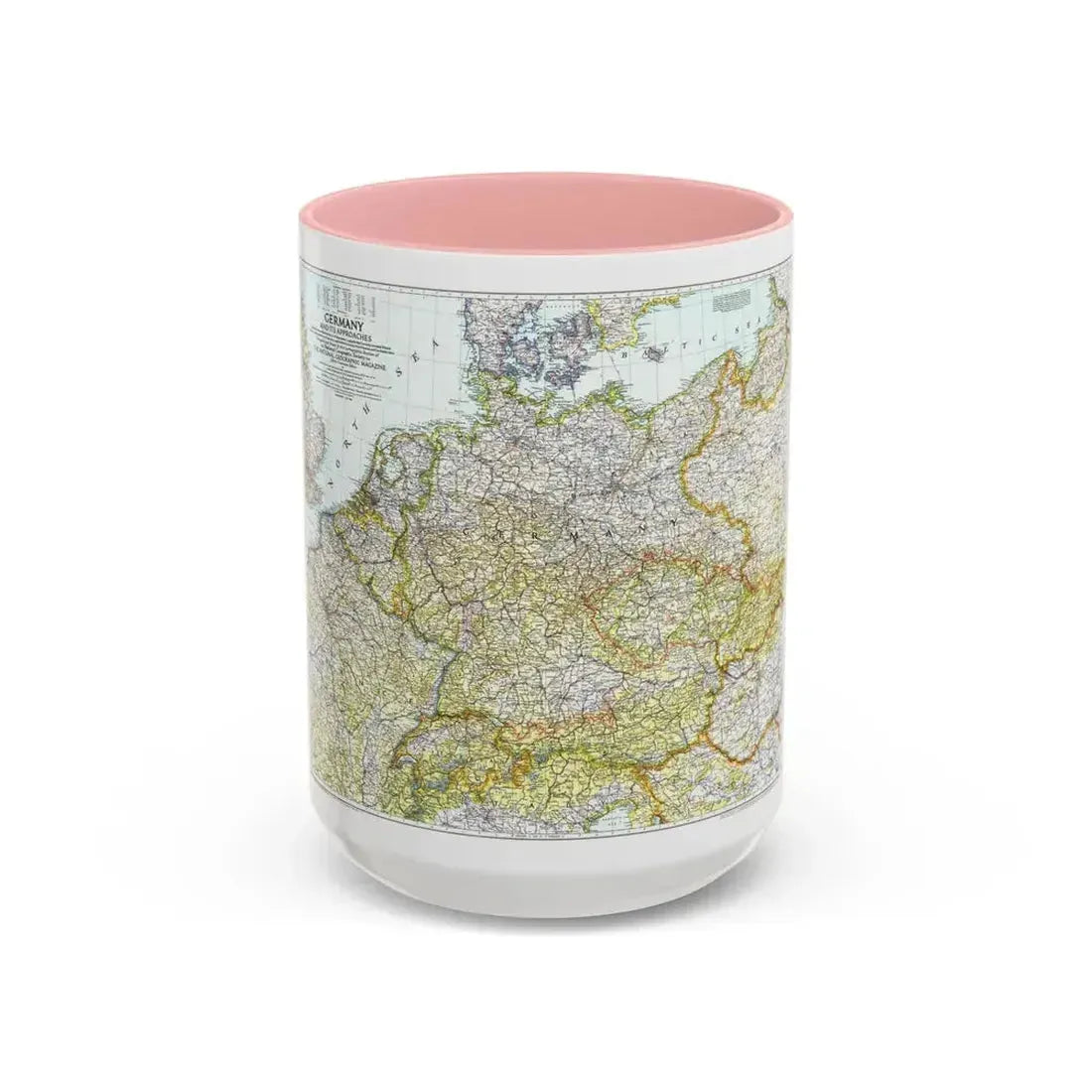 Germany and its Approaches (1944) (Map) Accent Coffee Mug 15oz Pink - Go Mug Yourself