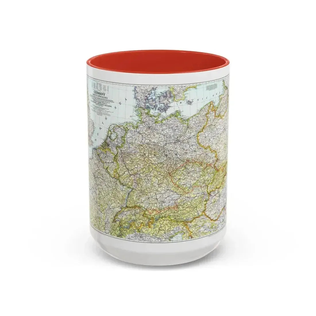 Germany and its Approaches (1944) (Map) Accent Coffee Mug 15oz Red - Go Mug Yourself