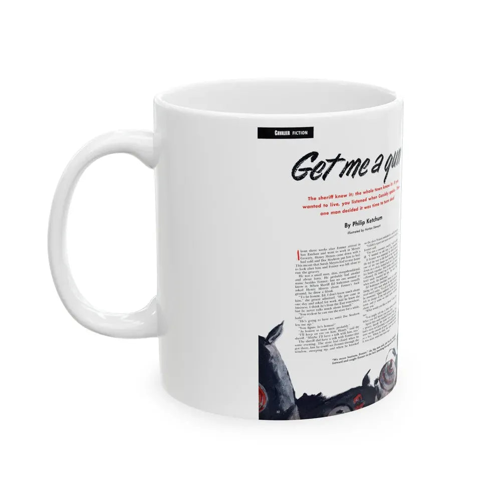 Get Me a Gun, Cavalier magazine, January 1953 - White Coffee Mug - Go Mug Yourself
