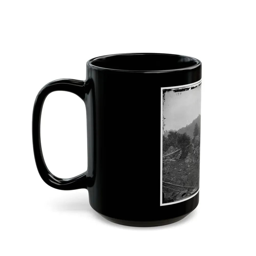 Gettysburg, Pa. Breastworks On Little Round Top; Round Top In Distance (U.S. Civil War) Black Coffee Mug - Go Mug Yourself