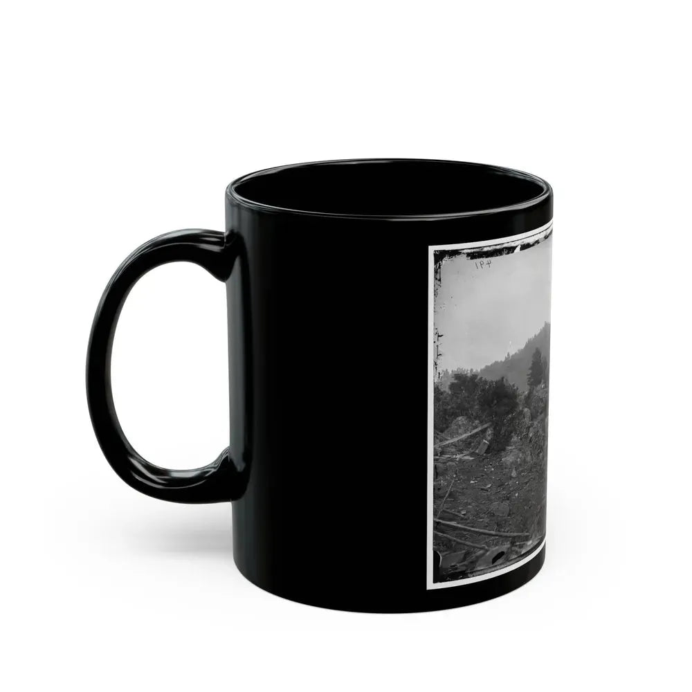 Gettysburg, Pa. Breastworks On Little Round Top; Round Top In Distance (U.S. Civil War) Black Coffee Mug - Go Mug Yourself