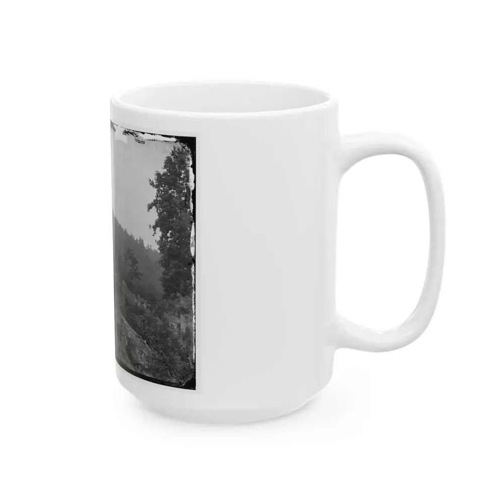 Gettysburg, Pa. Breastworks On Little Round Top; Round Top In Distance (U.S. Civil War) White Coffee Mug - Go Mug Yourself