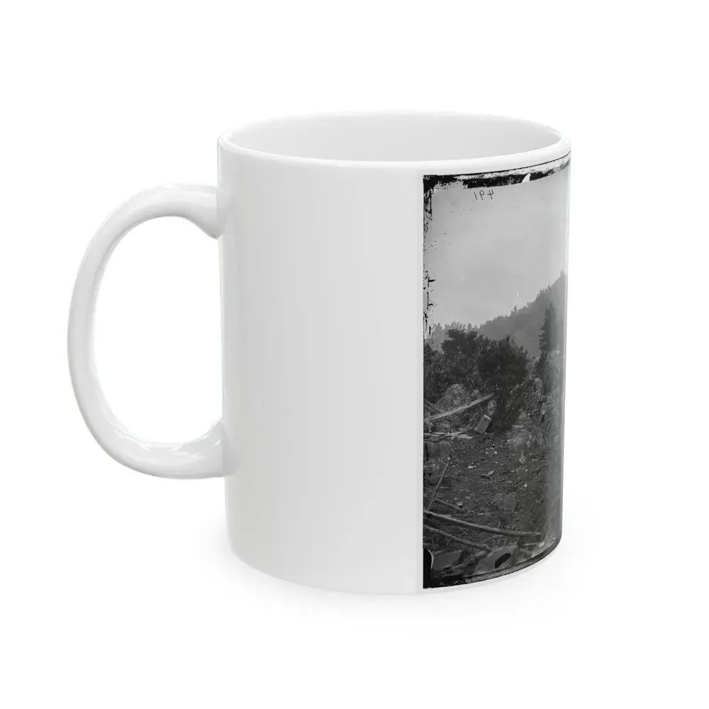 Gettysburg, Pa. Breastworks On Little Round Top; Round Top In Distance (U.S. Civil War) White Coffee Mug - Go Mug Yourself