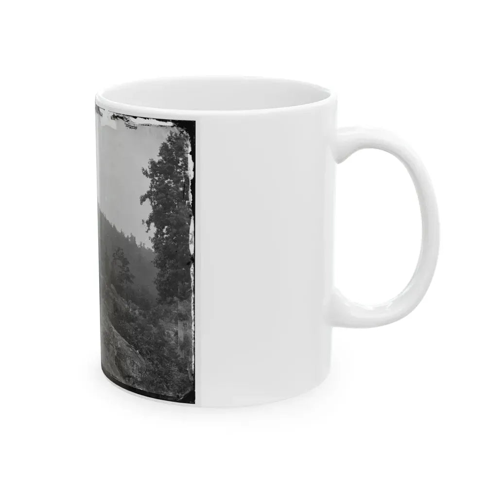 Gettysburg, Pa. Breastworks On Little Round Top; Round Top In Distance (U.S. Civil War) White Coffee Mug - Go Mug Yourself