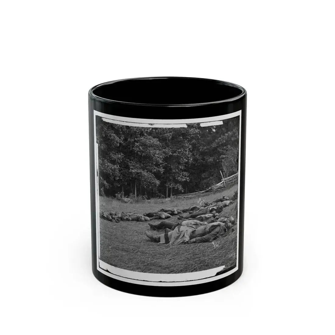 Gettysburg, Pa. Confederate Dead Gathered For Burial At The Southwestern Edge Of The Rose Woods, July 5, 1863 (U.S. Civil War) Black Coffee Mug 11oz - Go Mug Yourself