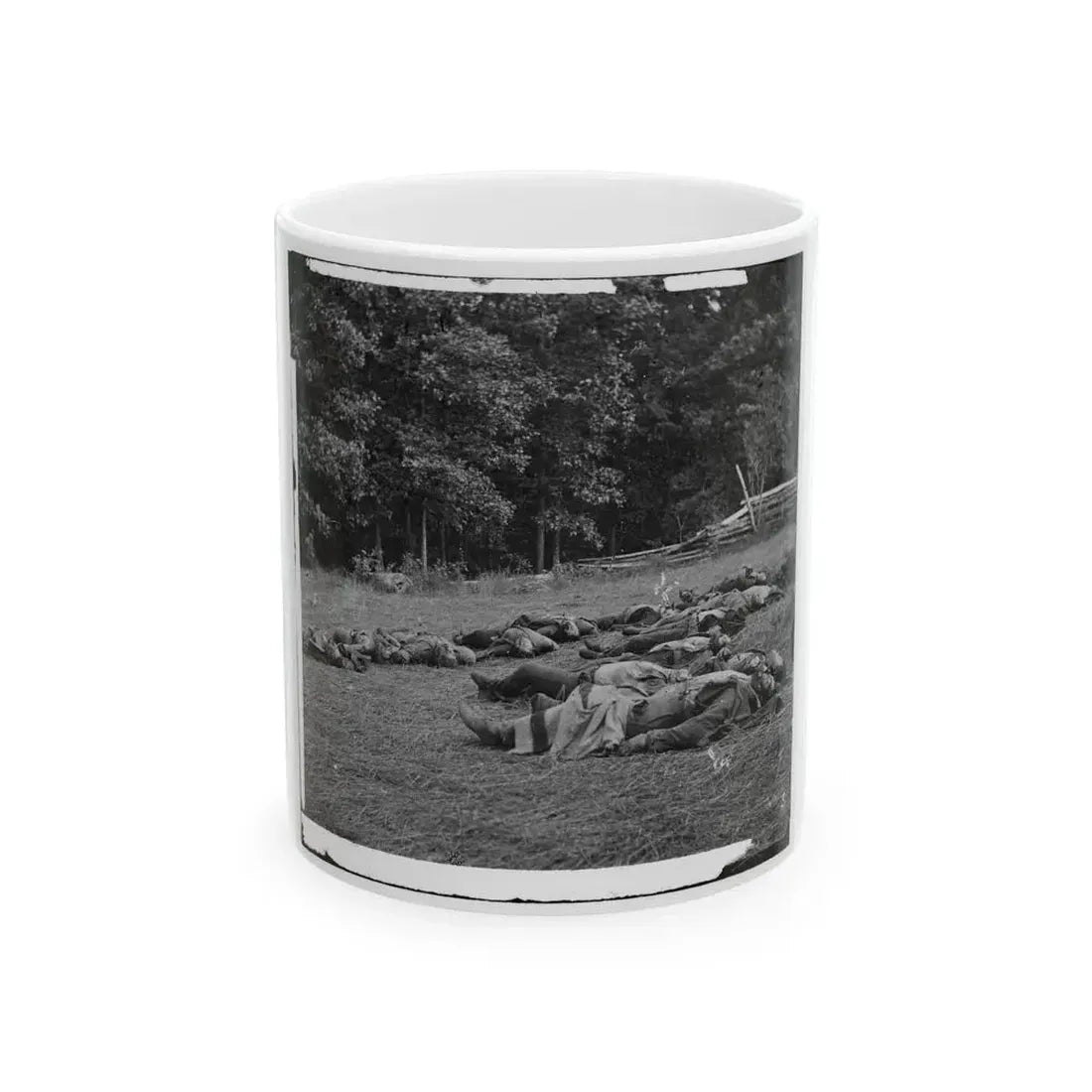 Gettysburg, Pa. Confederate Dead Gathered For Burial At The Southwestern Edge Of The Rose Woods, July 5, 1863 (U.S. Civil War) White Coffee Mug 11oz - Go Mug Yourself
