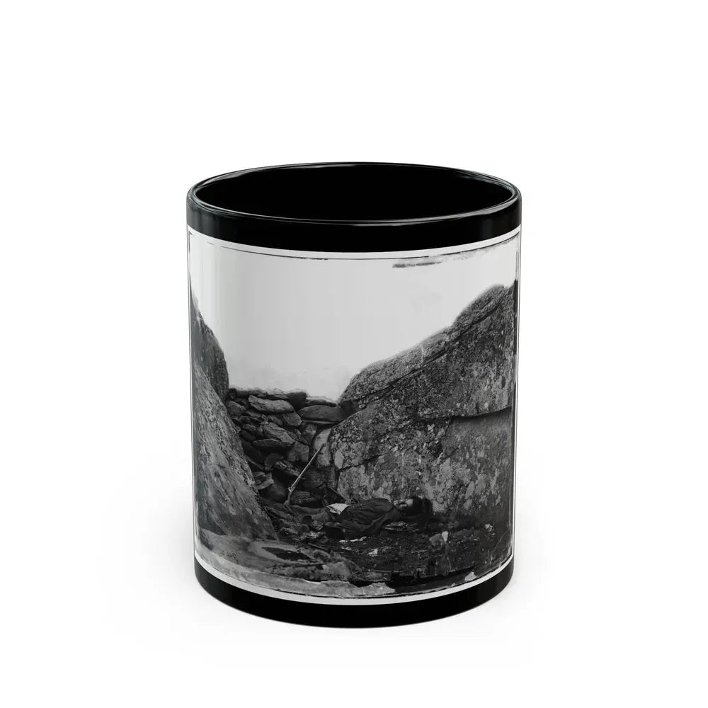 Gettysburg, Pa. Dead Confederate Soldier In Devil's Den (U.S. Civil War) Black Coffee Mug 11oz - Go Mug Yourself
