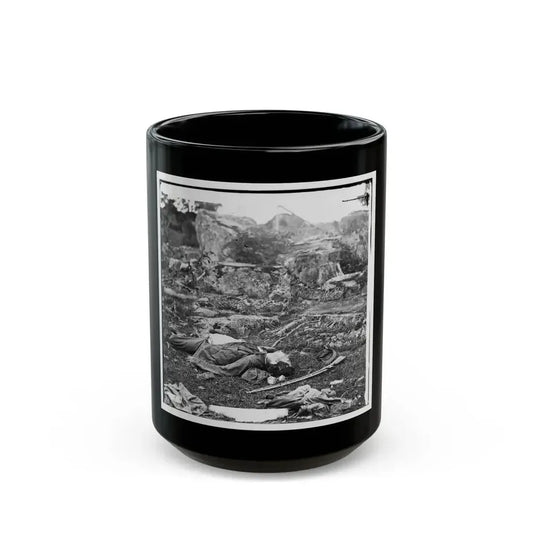 Gettysburg, Pa. Dead Confederate Soldiers In  The Devil's Den (U.S. Civil War) Black Coffee Mug 15oz - Go Mug Yourself