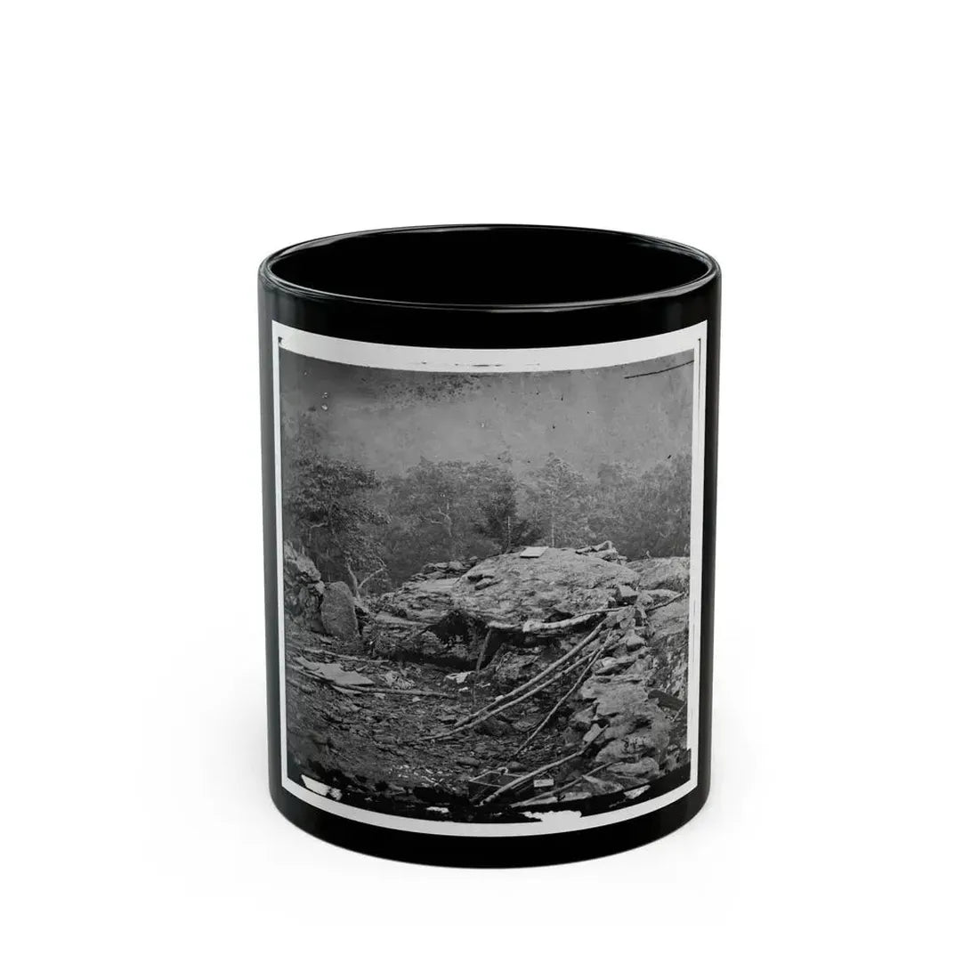Gettysburg, Pa. Interior View Of Breastworks On Extreme Left Of The Federal Line (U.S. Civil War) Black Coffee Mug 11oz - Go Mug Yourself