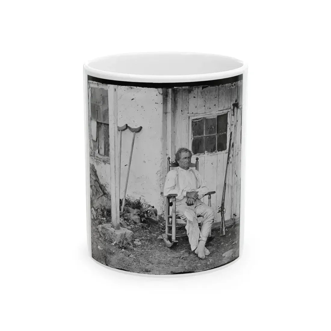 Gettysburg, Pa. John L. Burns, The Old Hero Of Gettysburg, With Gun And Crutches (U.S. Civil War) White Coffee Mug 11oz - Go Mug Yourself