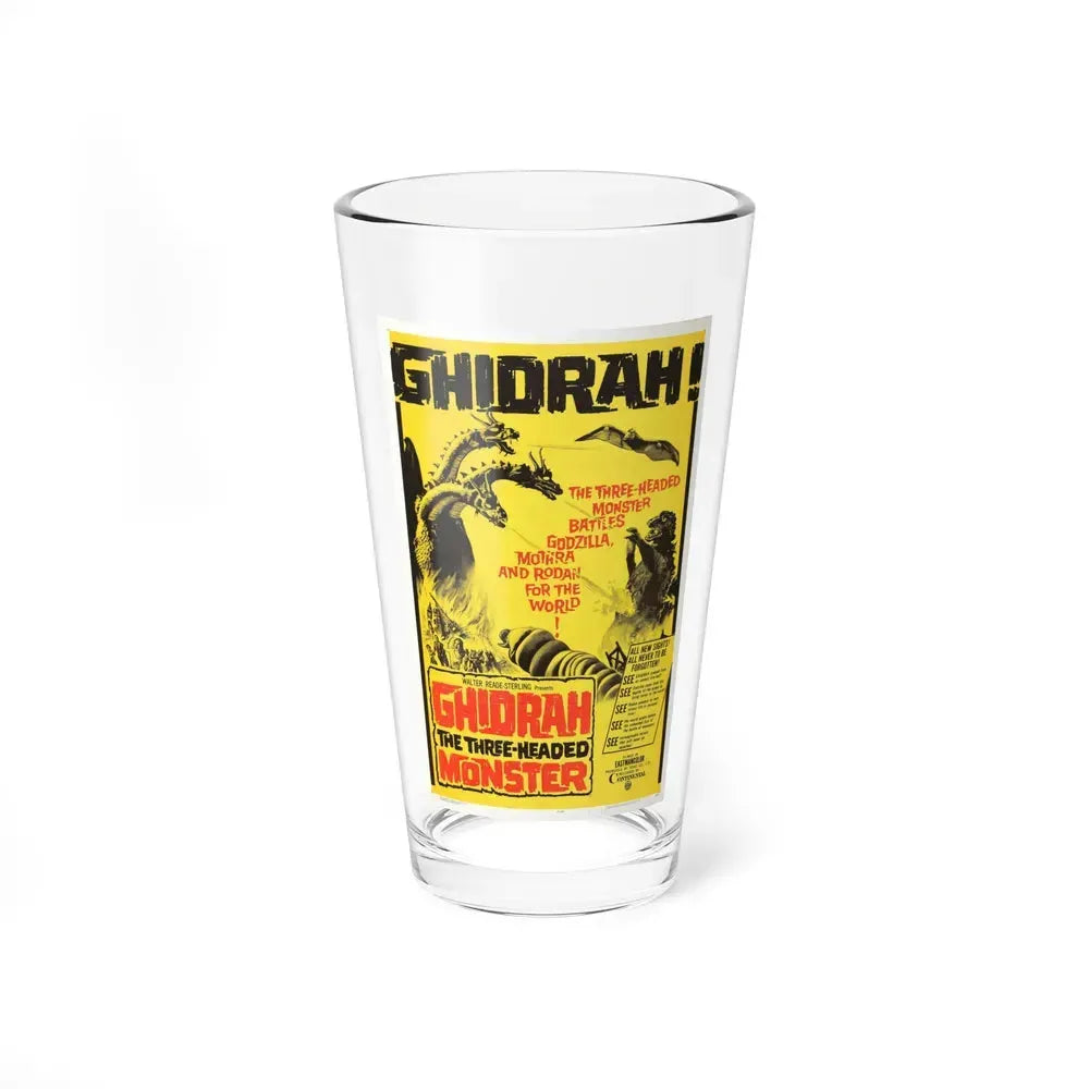 GHIDRAH THE THREE HEADED MONSTER GODZILLA 1964 Movie Poster - Pint Glass 16oz 16oz - Go Mug Yourself