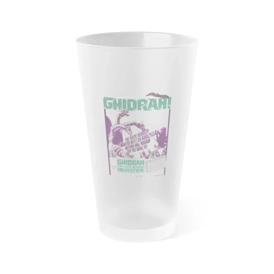 GHIDRAH THE THREE HEADED MONSTER GODZILLA (2) 1964 Movie Poster - Frosted Pint Glass 16oz 16oz Frosted - Go Mug Yourself