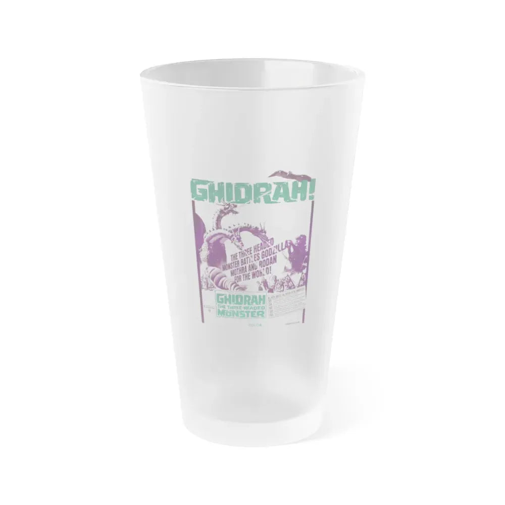 GHIDRAH THE THREE HEADED MONSTER GODZILLA (2) 1964 Movie Poster - Frosted Pint Glass 16oz 16oz Frosted - Go Mug Yourself
