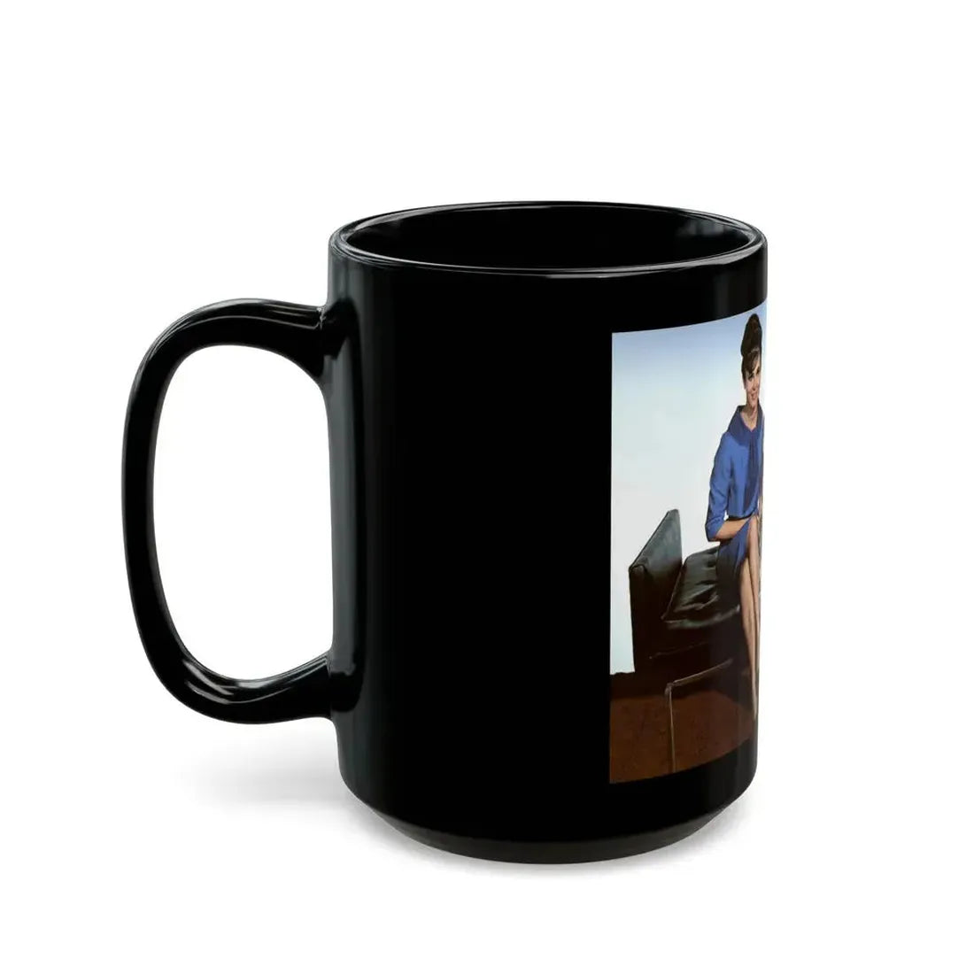 Gila Golan #123 - Gila with Leslie Parrish & 1 other Three On A Couch '66 Promo Photo (Vintage Female Icon) Black Coffee Mug - Go Mug Yourself
