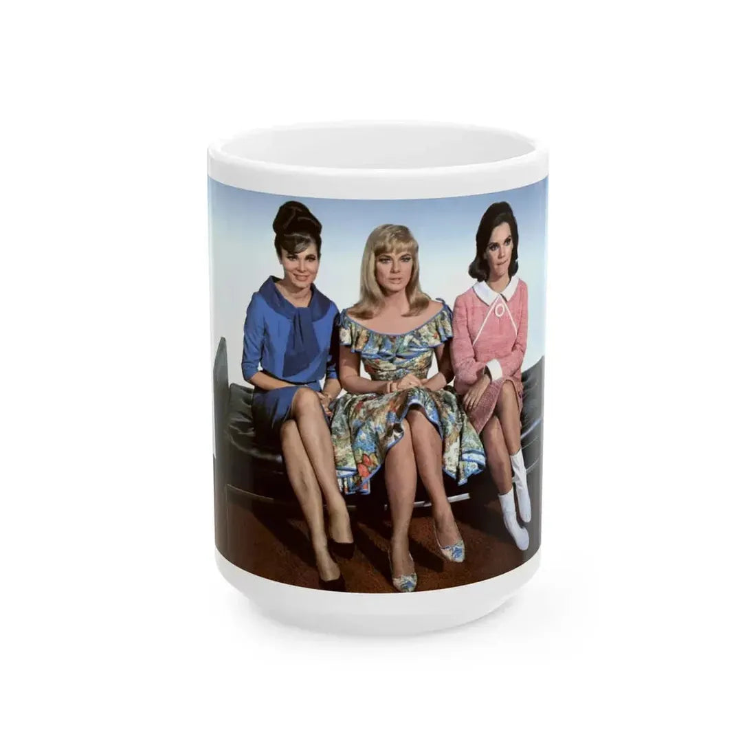 Gila Golan #123 - Gila with Leslie Parrish & 1 other Three On A Couch '66 Promo Photo (Vintage Female Icon) White Coffee Mug 15oz - Go Mug Yourself