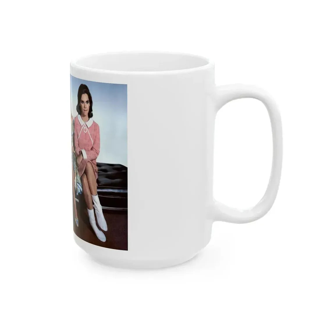 Gila Golan #123 - Gila with Leslie Parrish & 1 other Three On A Couch '66 Promo Photo (Vintage Female Icon) White Coffee Mug - Go Mug Yourself