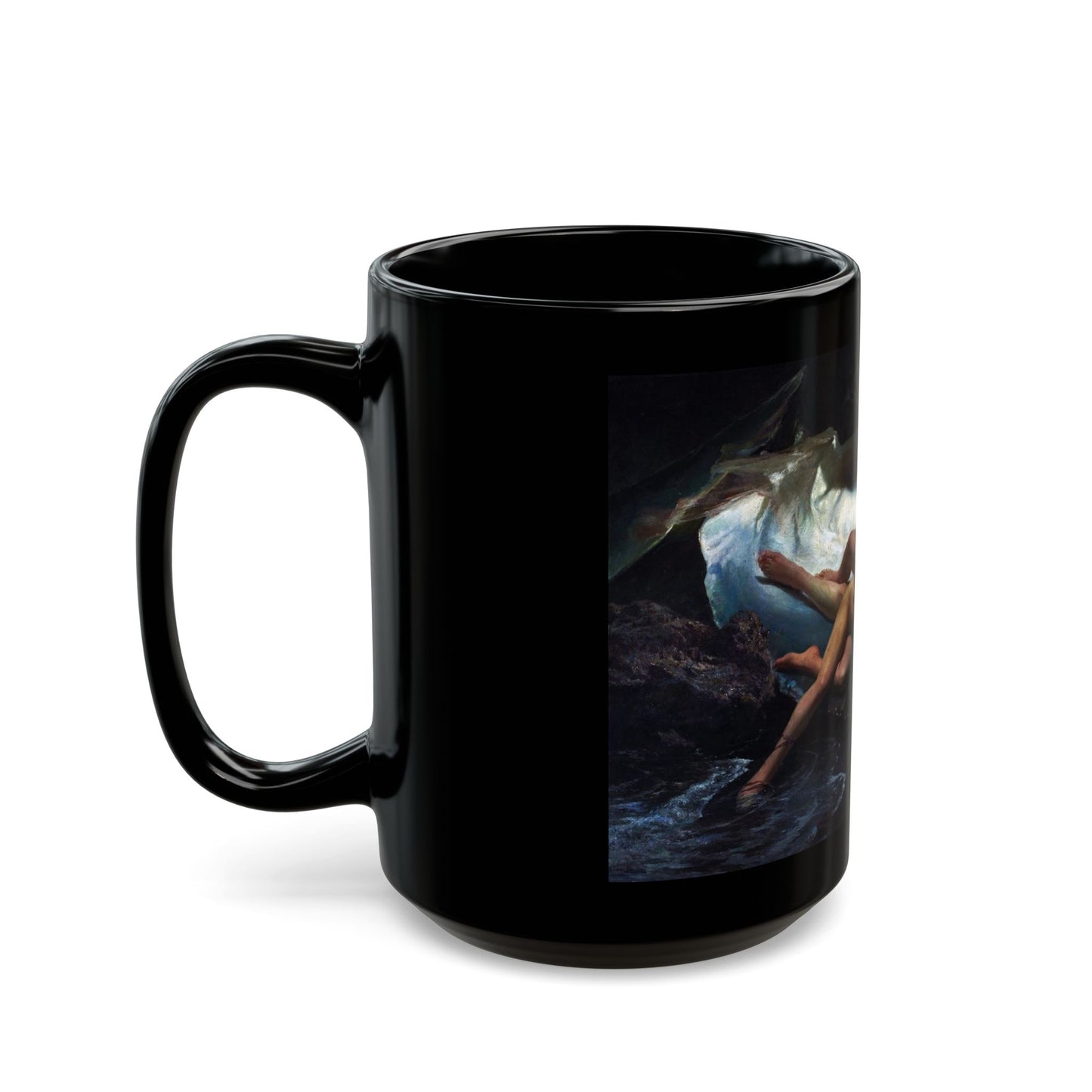 Gioacchino Pagliei (1852-1896) The Naiads - 1881 - Black Coffee Mug-Go Mug Yourself