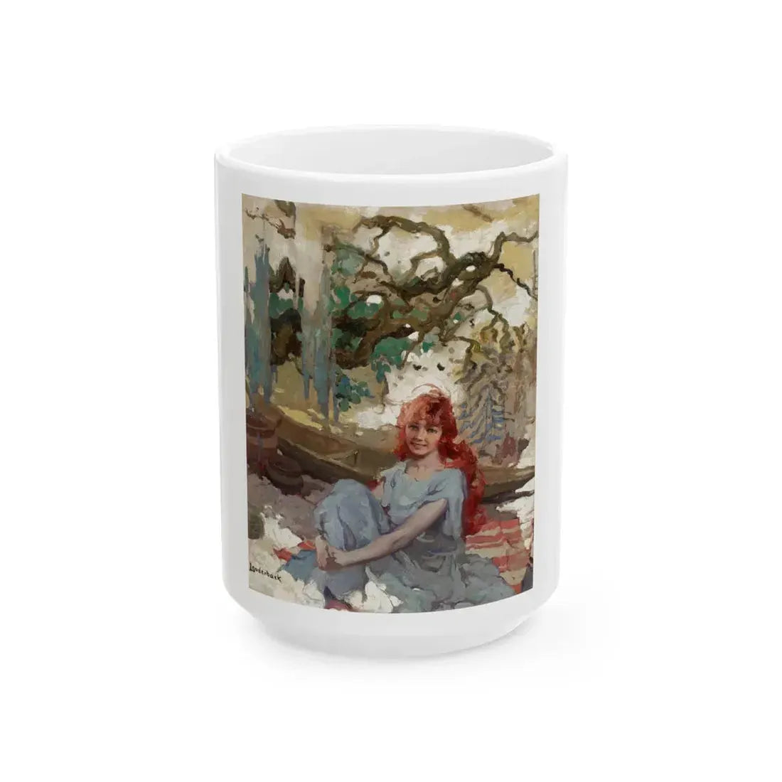 Girl at Cabin - White Coffee Mug 15oz - Go Mug Yourself