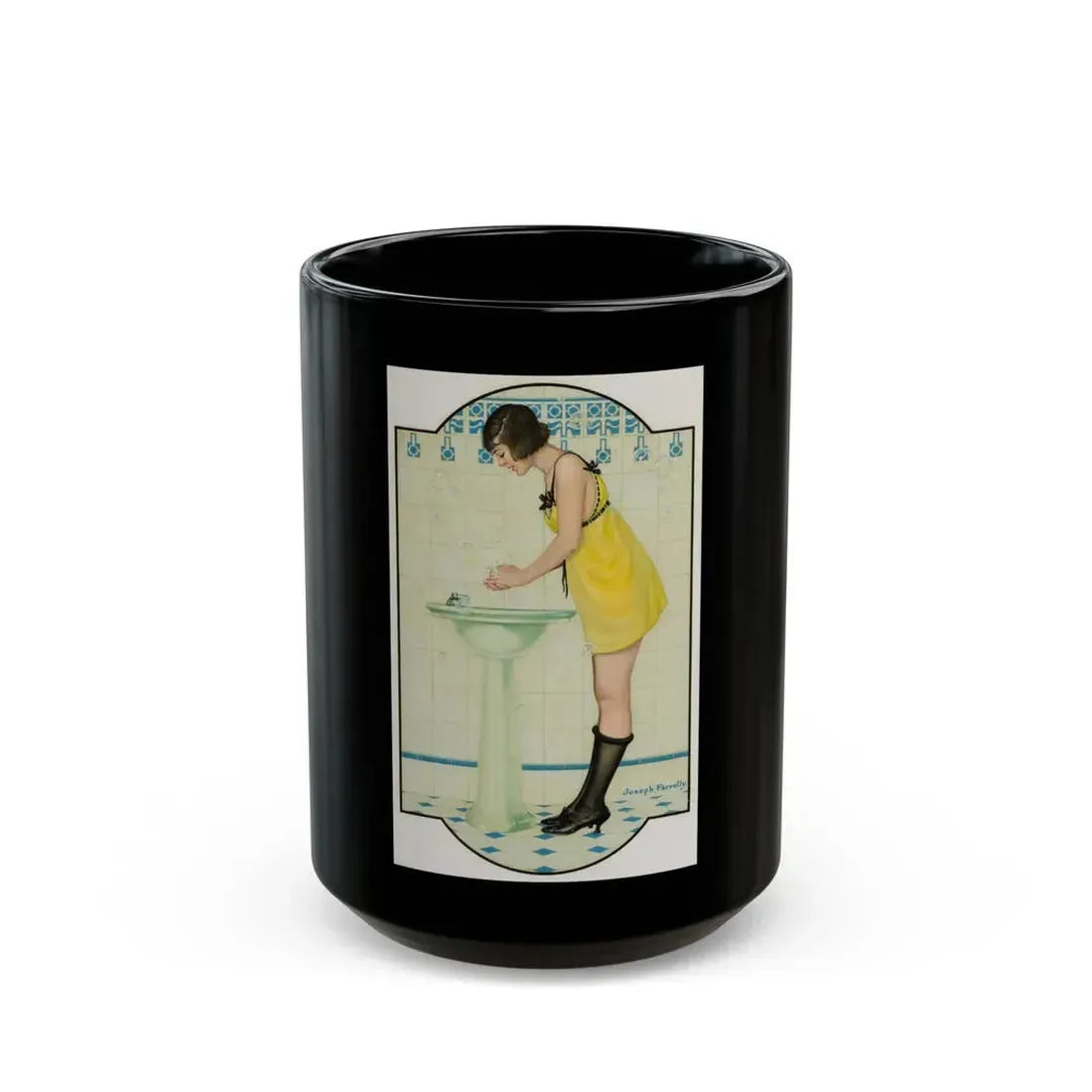 Girl at the Sink - Black Coffee Mug 15oz - Go Mug Yourself