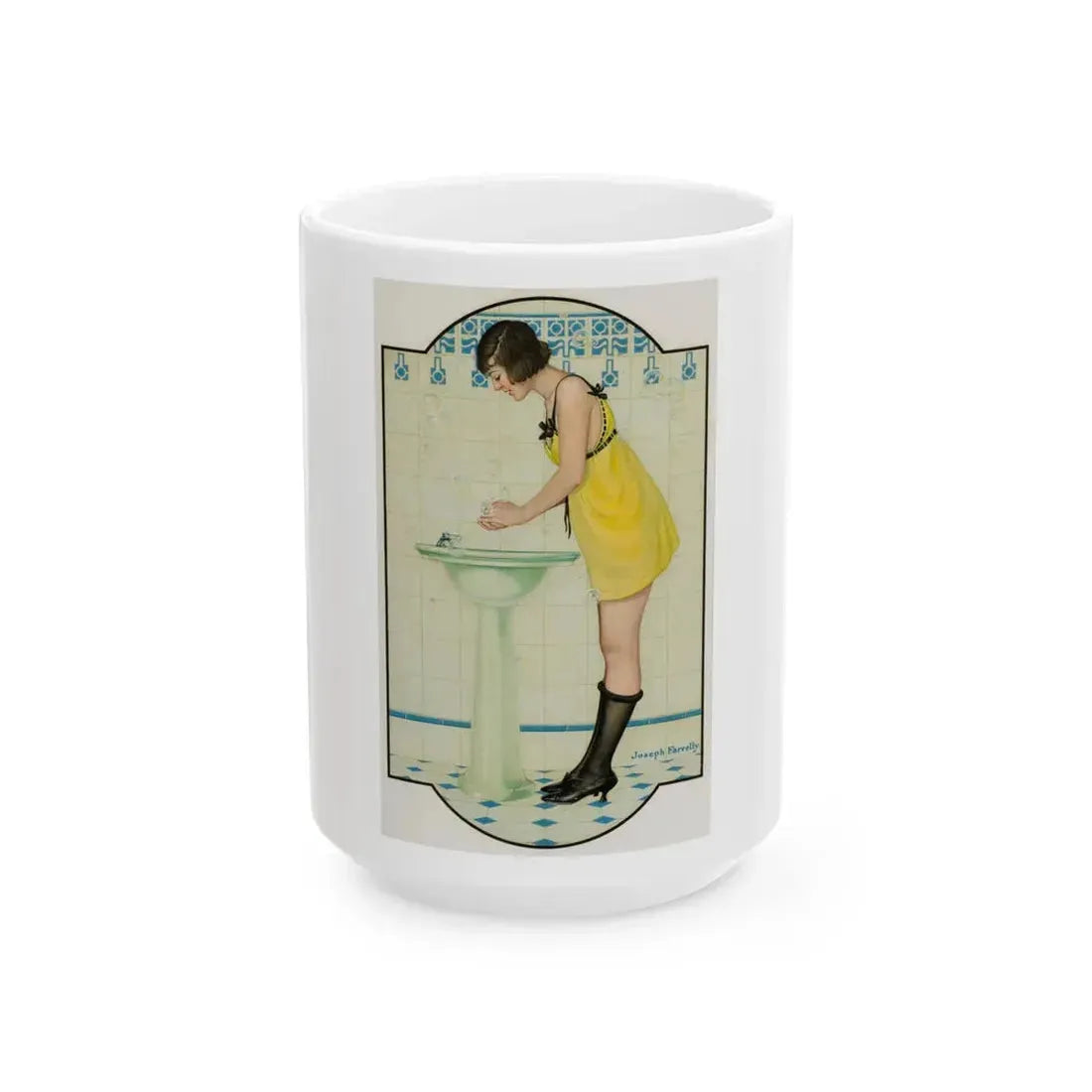 Girl at the Sink - White Coffee Mug 15oz - Go Mug Yourself