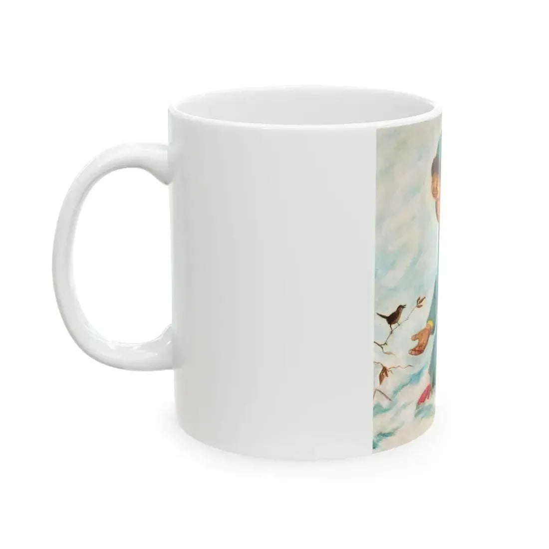 Girl Feeding a Canary, The American Weekly magazine cover, February 21, 1954 - White Coffee Mug - Go Mug Yourself