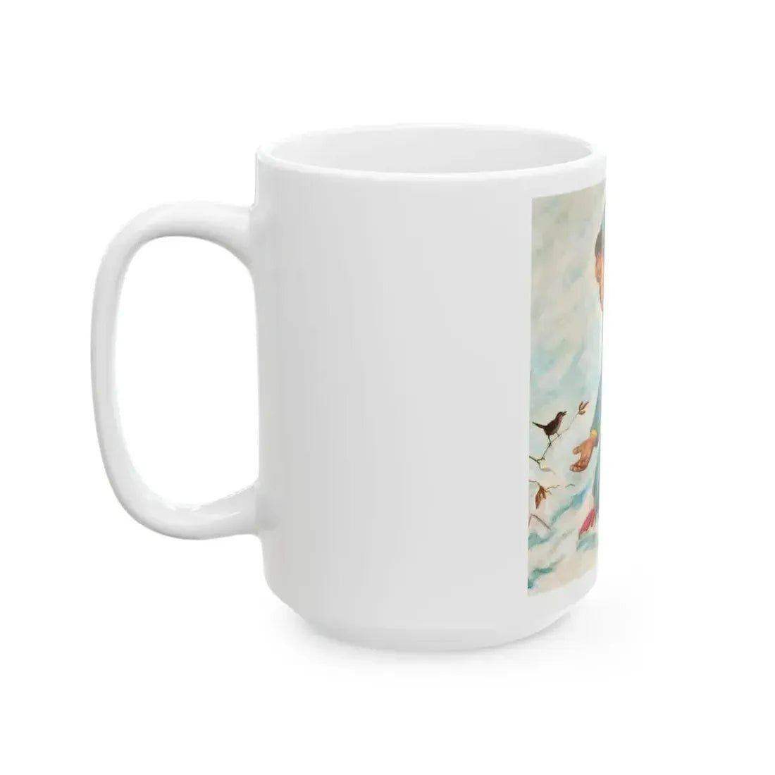 Girl Feeding a Canary, The American Weekly magazine cover, February 21, 1954 - White Coffee Mug - Go Mug Yourself