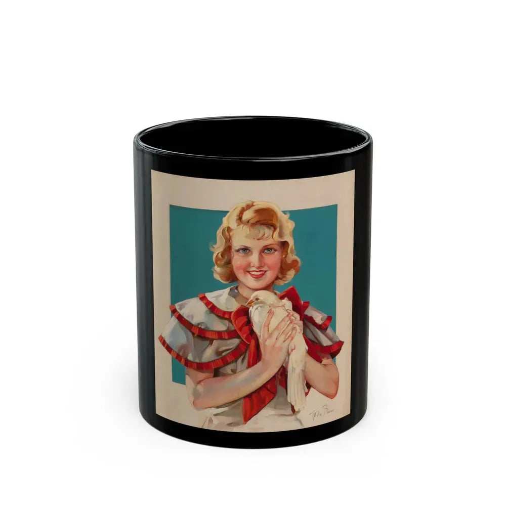 Girl Holding a Pigeon - Black Coffee Mug 11oz - Go Mug Yourself