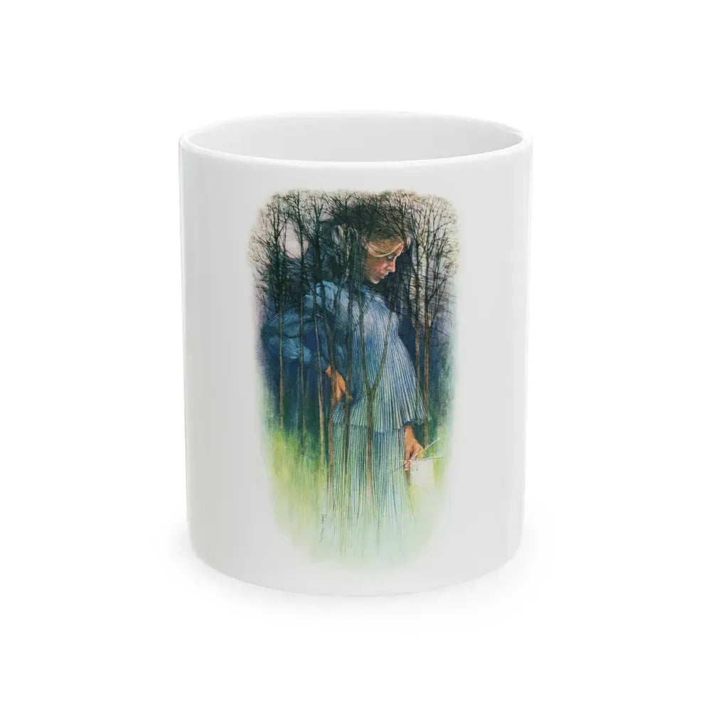 Girl In A Wood by Belinda Brett, Woman's Realm magazine, 1969 - White Coffee Mug 11oz - Go Mug Yourself