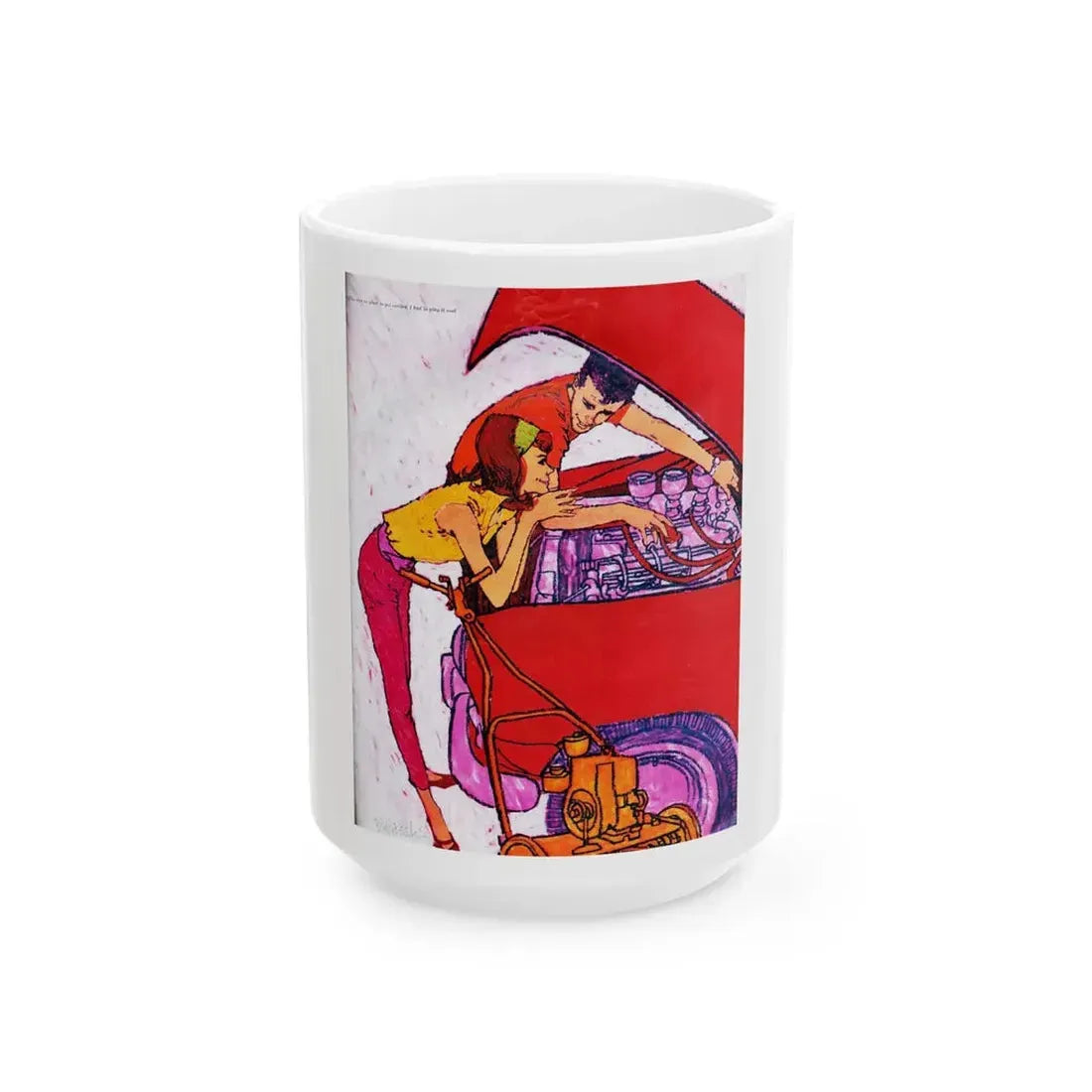 Girl on the Leopard Skin, Seventeen magazine, June 1959 - White Coffee Mug 15oz - Go Mug Yourself