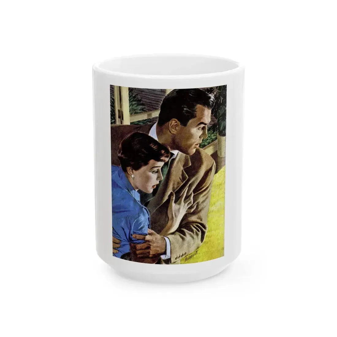 Girl On the Spot (Pt. 1), Redbook, March 1950 - White Coffee Mug 15oz - Go Mug Yourself