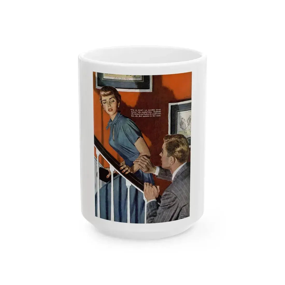 Girl On the Spot (Pt. 2), Redbook, April 1950 - White Coffee Mug 15oz - Go Mug Yourself