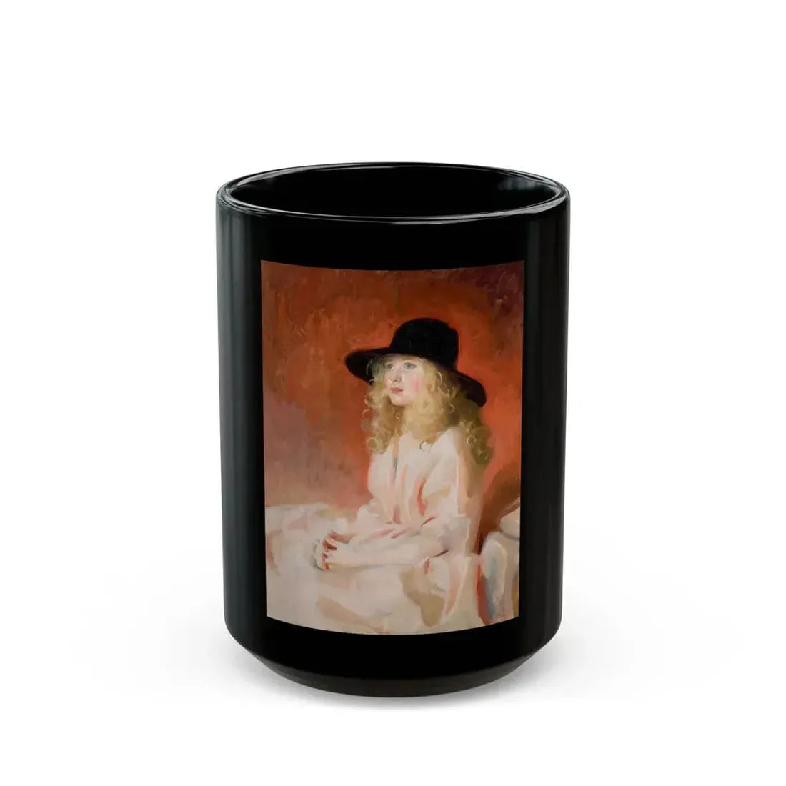 Girl with Black Hat, Art and Health magazine cover illustration, circa 1926 - Black Coffee Mug 15oz - Go Mug Yourself
