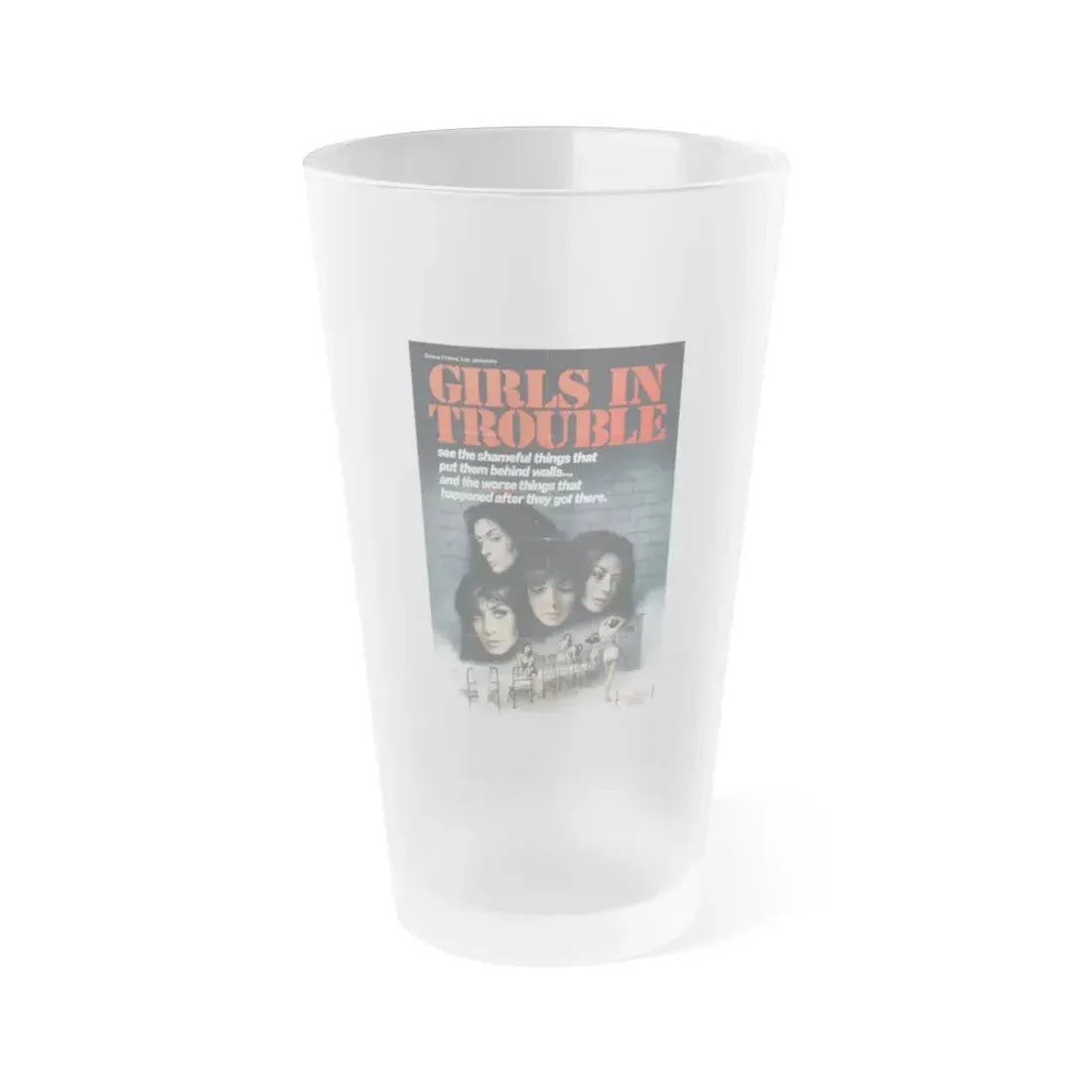 GIRLS IN TROUBLE 1963 Movie Poster - Frosted Pint Glass 16oz Default Title - Go Mug Yourself