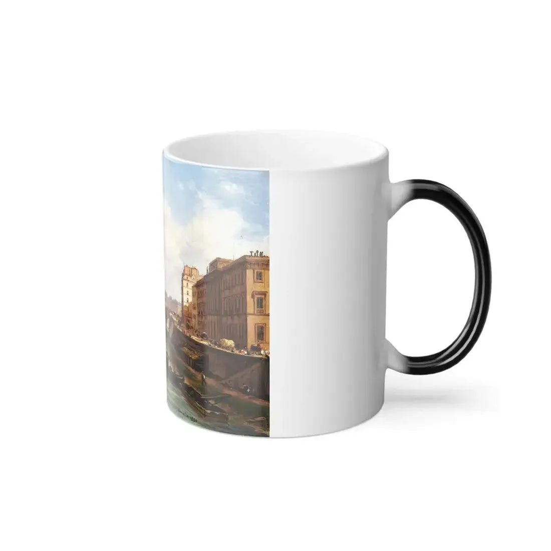 Giuseppe Canella (1788-1847) Le Pont Neuf, Paris - Huile sur Carton 1830 - Color Changing Mug 11oz - Go Mug Yourself