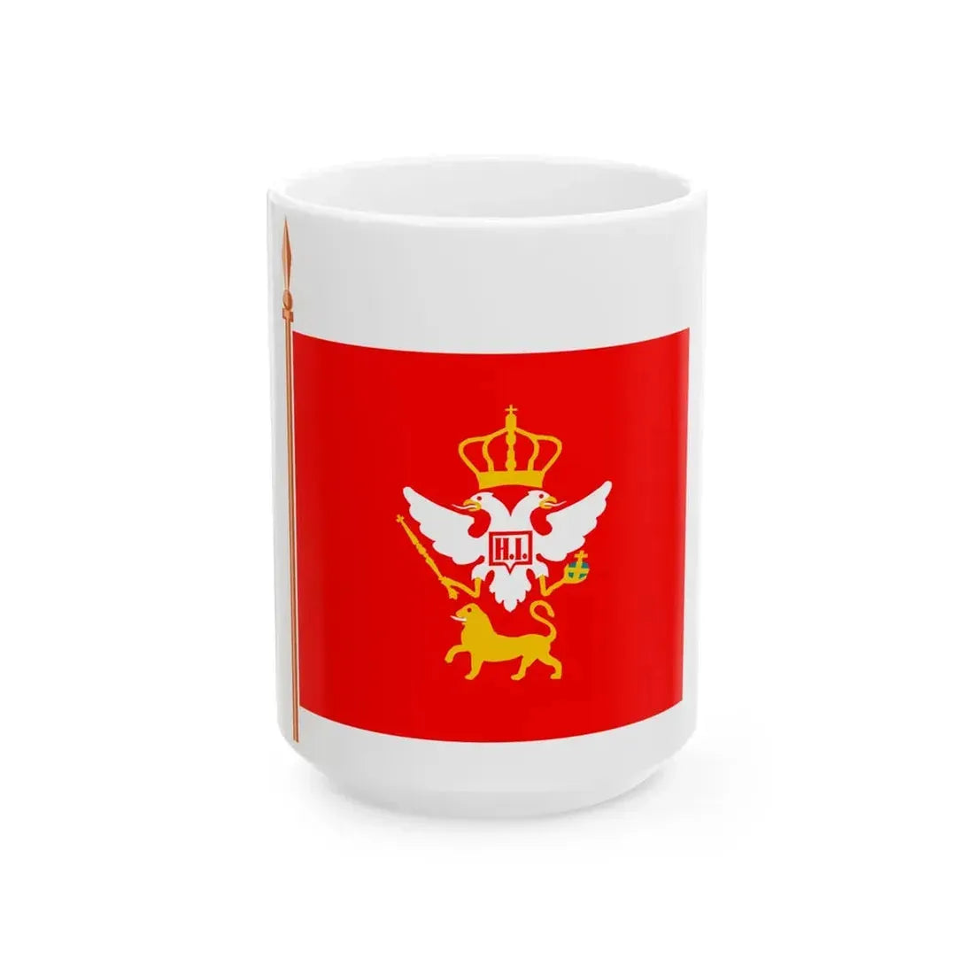 Glavna ratna zastava alaj barjak knjaza Nikole I (Montenegro) White Coffee Mug 15oz - Go Mug Yourself